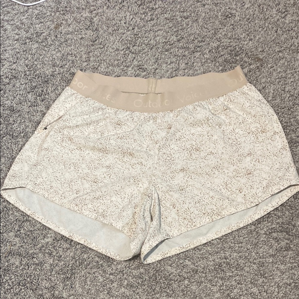 Outdoor Voices Cream Athletic Shorts with Elastic Waistband